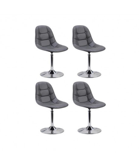 MAYA Lot de 4 chaises de salle a manger en simili gris