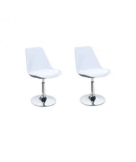 POPPY Lot de 2 chaises rotatives de salle a manger  Blanc