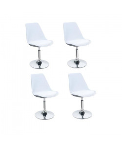 POPPY Lot de 4 chaises rotatives de salle a manger  Blanc