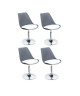 POPPY Lot de 4 chaises rotatives de salle a manger  Gris et blanc