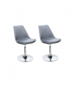 POPPY Lot de 2 chaises rotatives de salle a manger  Gris