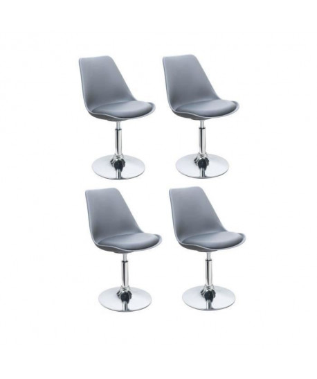 POPPY Lot de 4 chaises rotatives de salle a manger  Gris