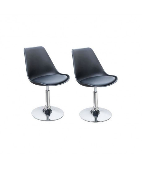 POPPY Lot de 2 chaises rotatives de salle a manger  Noir