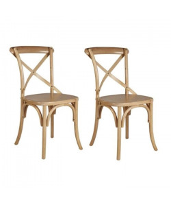 ROMANCE Lot de 2 chaises de salle a manger en bouleau massif  Bois naturel