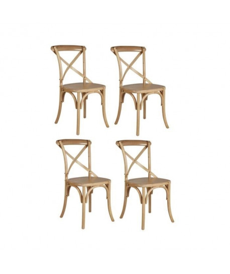 ROMANCE Lot de 4 chaises de salle a manger en bouleau massif  Bois naturel