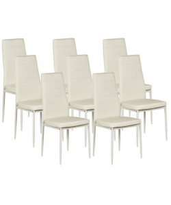 VOGUE Lot de 8 Chaises de salle a manger blanches