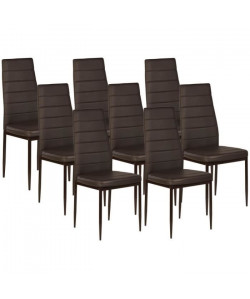 VOGUE Lot de 8 Chaises de salle a manger chocolat