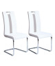 JADE Lot de 2 chaises de salle a manger  Simili blanc et beige  Style contemporain  L 43 x P 58 cm