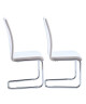 JADE Lot de 2 chaises de salle a manger  Simili blanc et beige  Style contemporain  L 43 x P 58 cm