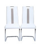 JADE Lot de 2 chaises de salle a manger  Simili blanc et beige  Style contemporain  L 43 x P 58 cm