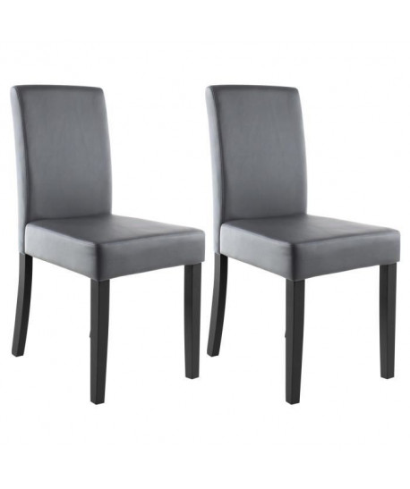 CLARA Lot de 2 Chaises de salle a manger  Simili gris  Classique  L 43 x P 45 cm