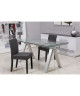 CLARA Lot de 2 Chaises de salle a manger  Simili gris  Classique  L 43 x P 45 cm