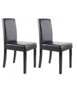 CLARA Lot de 2 Chaises de salle a manger  Simili noir  Classique  L 43 x P 45 cm