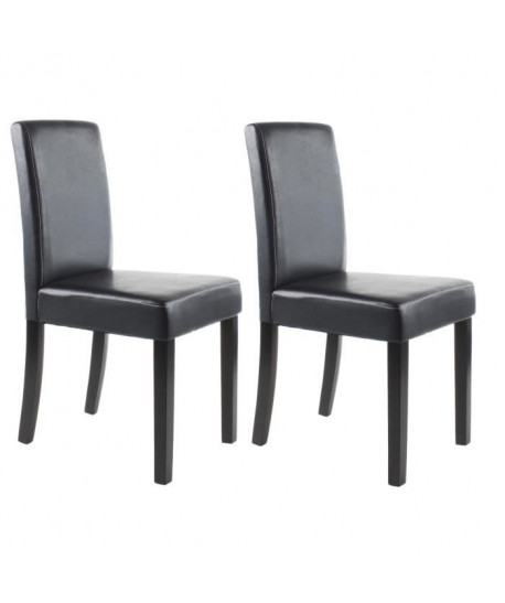 CLARA Lot de 2 Chaises de salle a manger  Simili noir  Classique  L 43 x P 45 cm