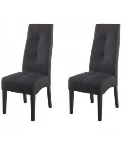 ELITE Lot de 2 chaises luxe de salle a manger en Bois  Revetement tissu gris foncé  Classique  L 47 x P 65 cm