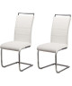 DYLAN Lot de 2 chaises de salle a manger  Simili blanc  Contemporain  L 42,5 x P 56 cm