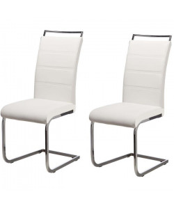 DYLAN Lot de 2 chaises de salle a manger  Simili blanc  Contemporain  L 42,5 x P 56 cm