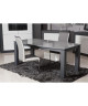 DYLAN Lot de 2 chaises de salle a manger  Simili gris et blanc  Contemporain  L 42,5 x 56 cm