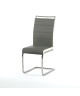 DYLAN Lot de 2 chaises de salle a manger  Simili gris et blanc  Contemporain  L 42,5 x 56 cm