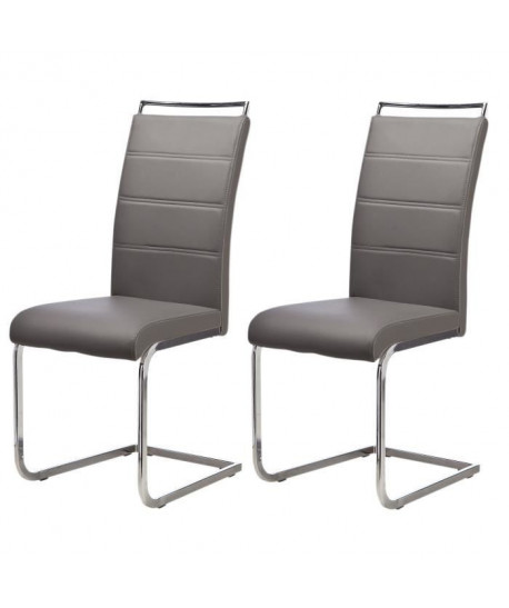 DYLAN Lot de 2 chaises de salle a manger  Simili gris  Contemporain  L 42,5 x 56 cm