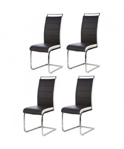 DYLAN Lot de 4 chaises salon noir blanc