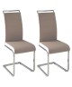 DYLAN Lot de 2 chaises de salle a manger  Simili taupe et blanc  Contemporain  L 42,5 x P 56 cm