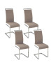 DYLAN Lot de 4 chaises salon taupe/blanc