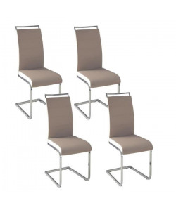 DYLAN Lot de 4 chaises salon taupe/blanc