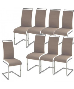 DYLAN Lot de 8 chaises salon taupe blanc