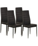 VOGUE Lot de 4 chaises de salle a manger  Simili noir  Style contemporain  L 43,5 x P 52 cm