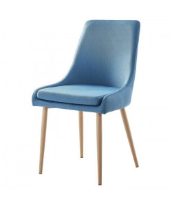 DINAH Lot de 2 chaises de salle a manger  Tissu bleu  Scandinave  L 57 x P 50 cm