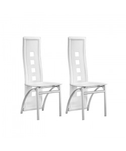EIFFEL Lot de 2 chaises de salle a manger  Simili blanc  Style contemporain  L 50 x P 53 cm
