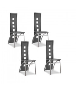 EIFFEL lot de 4 chaises de salle a manger grises  simili et aluminium  Design