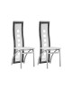 EIFFEL Lot de 2 chaises de salle a manger  Simili blanc et gris  Style contemporain  L 50 x P 53 cm