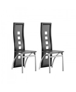 EIFFEL Lot de 2 chaises de salle a manger  Simili noir et gris  Style contemporain  L 50 x P 53 cm