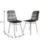 ELIA Lot de 2 chaises en rotin noir  Pieds en métal  Ethnique  L 44 x P 40 cm