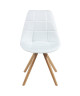 FRIDA Lot de 4 chaises de salle a manger pieds bois hetre massif  Tissu blanc capitonné  Style scandinave  L 48 x P 56 cm