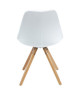 FRIDA Lot de 4 chaises de salle a manger pieds bois hetre massif  Tissu blanc capitonné  Style scandinave  L 48 x P 56 cm