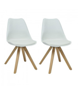 HANNOVER Lot de 2 chaises de salle a manger  Simili blanc  Scandinave  L 49,5 x P 61 cm