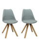 HANNOVER Lot de 2 chaises de salle a manger  Simili gris  Scandinave  L 49,5 x P 61 cm