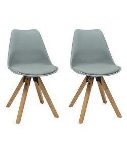 HANNOVER Lot de 2 chaises de salle a manger  Simili gris  Scandinave  L 49,5 x P 61 cm