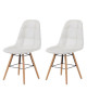 HEMA Lot de 2 chaises de salle a manger  Simili blanc et pieds en hetre massif  Scandinave  L 44 x P 53 cm