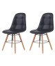 HEMA Lot de 2 chaises de salle a manger  Simili noir et pieds en hetre massif  Scandinave  L 44 x P 53 cm