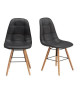 HEMA Lot de 2 chaises de salle a manger  Simili noir et pieds en hetre massif  Scandinave  L 44 x P 53 cm