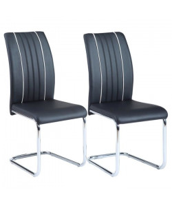 INES Lot de 2 chaises de salle a manger  Simili noir  Contemporain  L 43 x P 59 cm