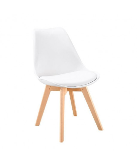 BJORN Chaise de salle a manger  Simili blanc  Scandinave  L 48,3 x P 61 cm