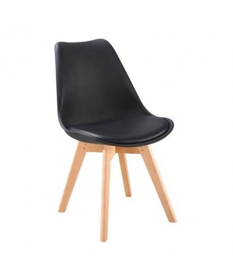 BJORN Chaise de salle a manger  Simili noir  Scandinave  L 48,3 x P 61 cm