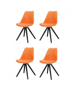CLARA Lot de 4 chaises de salle a manger  Simili orange  style contemporain  L 48 x P 53 cm