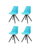 CLARA Lot de 4 chaises de salle a manger  Simili turquoise  style contemporain  L 48 x P 53 cm