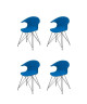 JAMES Lot de 4 chaises de salle a manger  Plastique bleu pied noir  Contemporain  L 54 x P 50 cm